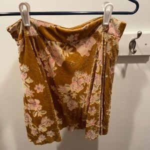 Free people velvet flowed mustard skirt